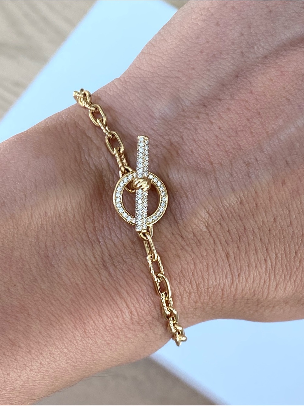 David Yurman Madison 18K gold Pavé Toggle 3mm Bracelet